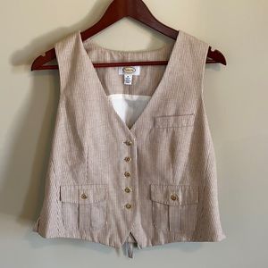 Brown and Cream Striped Button Up Vest